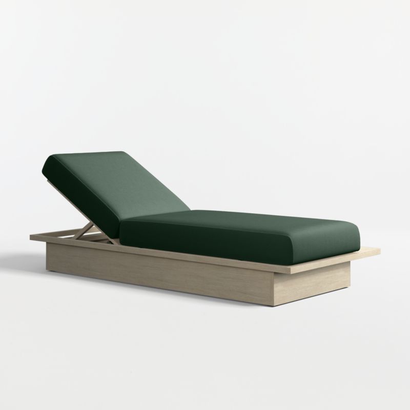 Viewing product image Mallorca Wood Outdoor Sun Lounger with Cast Ivy Sunbrella ® Cushions - image 1 of 9