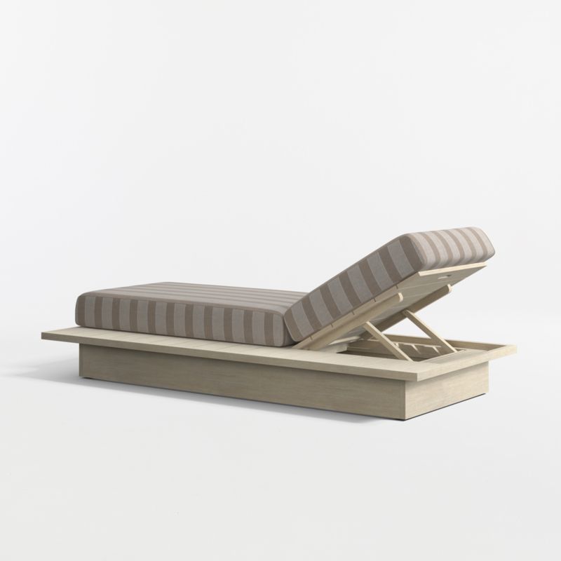 Mallorca Wood Outdoor Sun Lounger with Range Dune Stripe Sunbrella ® Cushions