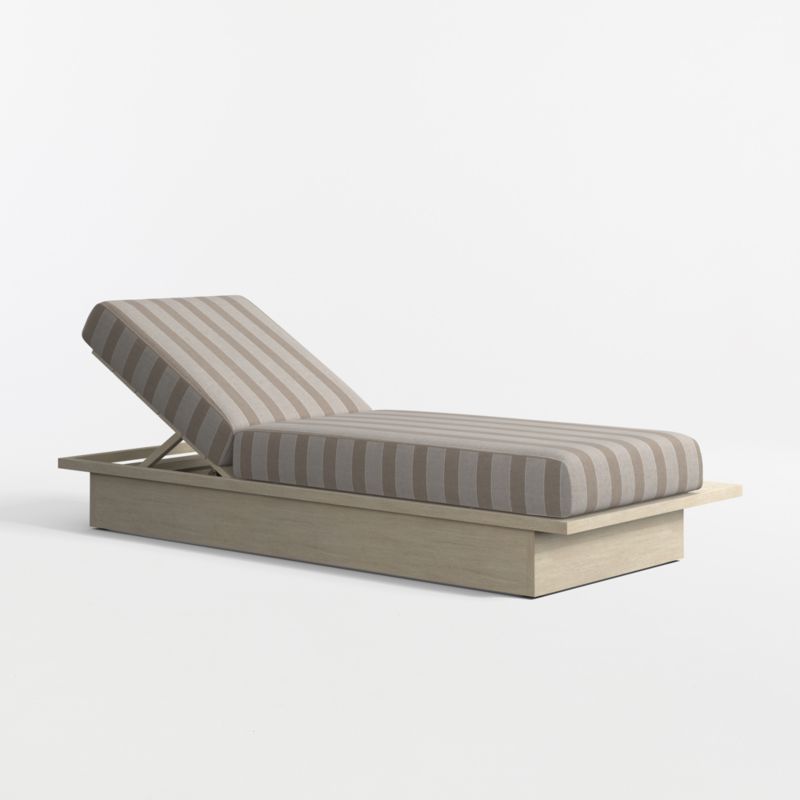 Viewing product image Mallorca Wood Outdoor Sun Lounger with Range Dune Stripe Sunbrella ® Cushions - image 1 of 8