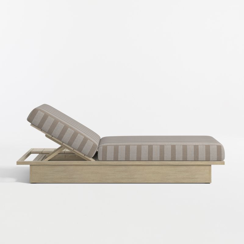 Mallorca Wood Outdoor Sun Lounger with Range Dune Stripe Sunbrella ® Cushions