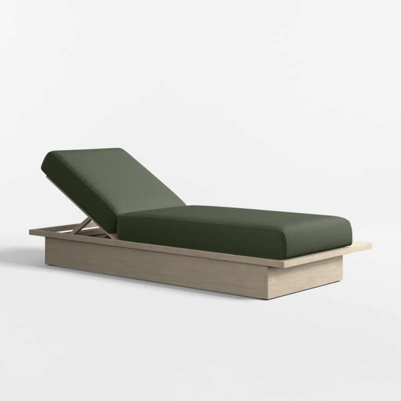 Viewing product image Mallorca Wood Outdoor Sun Lounger with Cast Sage Sunbrella ® Cushions - image 1 of 9