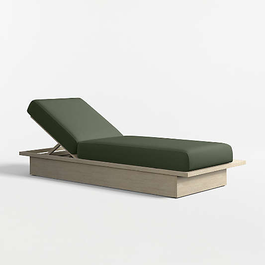 Mallorca Wood Outdoor Sun Lounger with Cast Sage Sunbrella ® Cushions