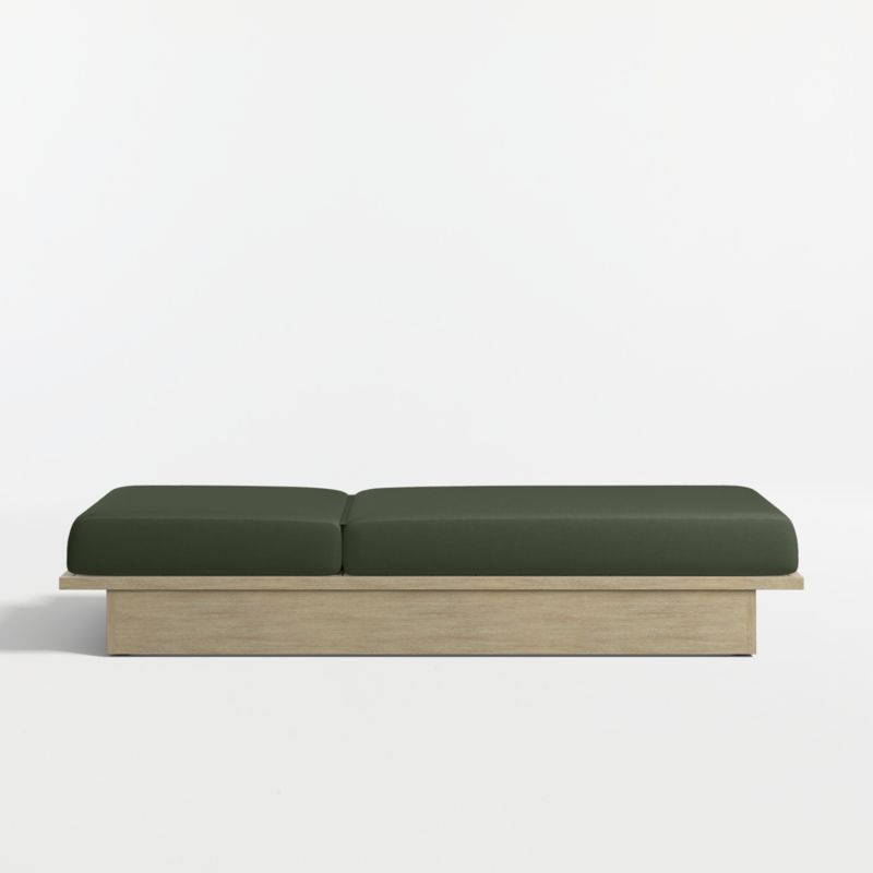 Mallorca Wood Outdoor Sun Lounger with Cast Sage Sunbrella ® Cushions