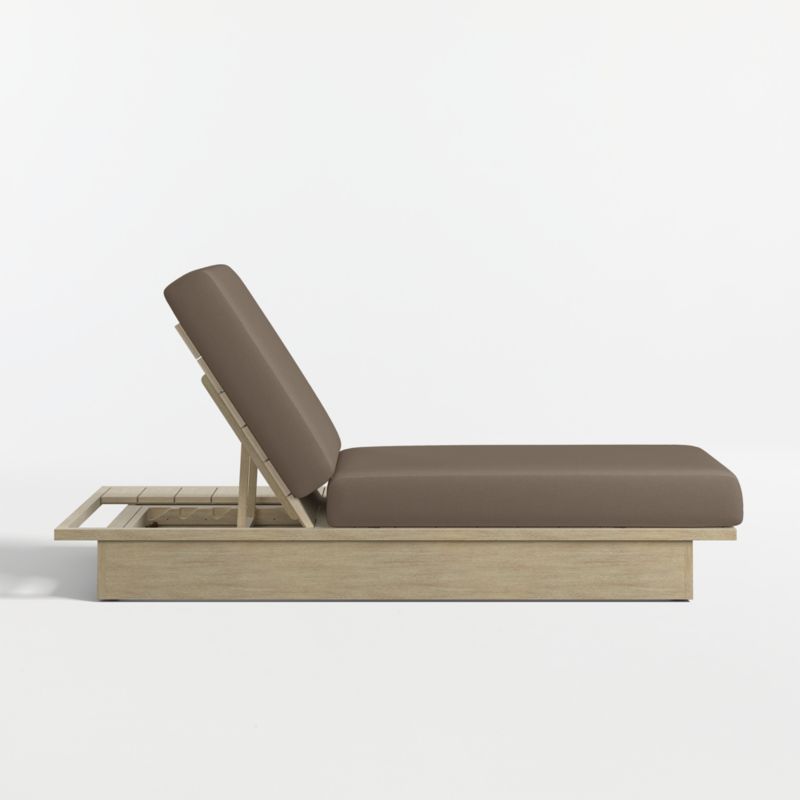 Mallorca Wood Outdoor Sun Lounger with Cast Shale Sunbrella ® Cushions