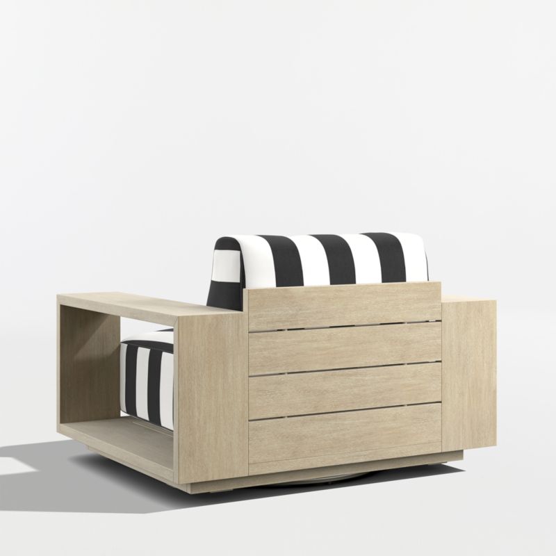Mallorca Wood Outdoor Swivel Lounge Chair with Black and White Cabana Stripe Sunbrella ® Cushions - image 8 of 10