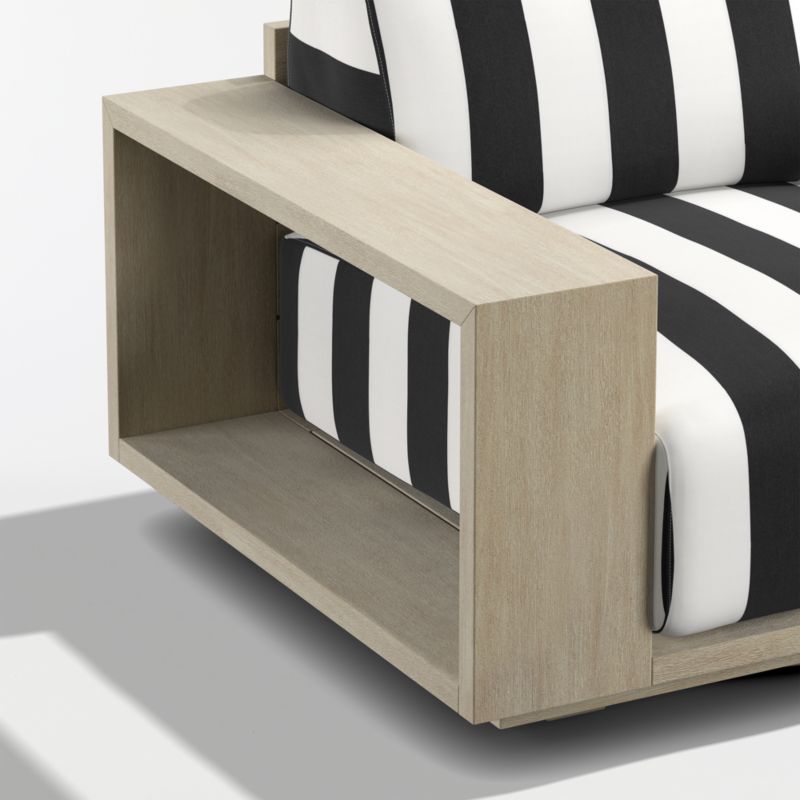 Mallorca Wood Outdoor Swivel Lounge Chair with Black and White Cabana Stripe Sunbrella ® Cushions - image 9 of 10