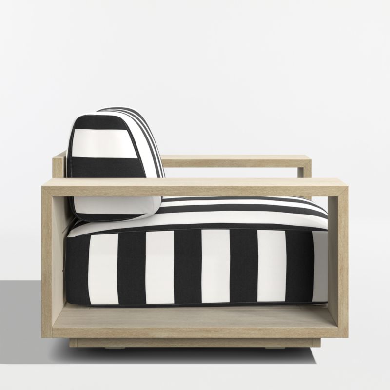 Mallorca Wood Outdoor Swivel Lounge Chair with Black and White Cabana Stripe Sunbrella ® Cushions - image 7 of 10