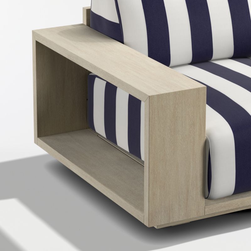 Mallorca Wood Outdoor Swivel Lounge Chair with Navy and White Cabana Stripe Sunbrella ® Cushions - image 10 of 11