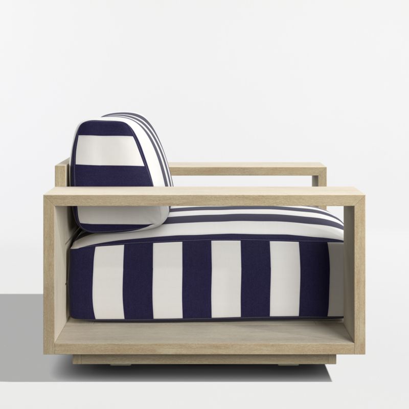 Mallorca Wood Outdoor Swivel Lounge Chair with Navy and White Cabana Stripe Sunbrella ® Cushions - image 8 of 11