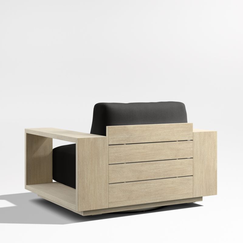 Mallorca Wood Outdoor Swivel Lounge Chair with Canvas Black Sunbrella ® Cushions - image 9 of 11