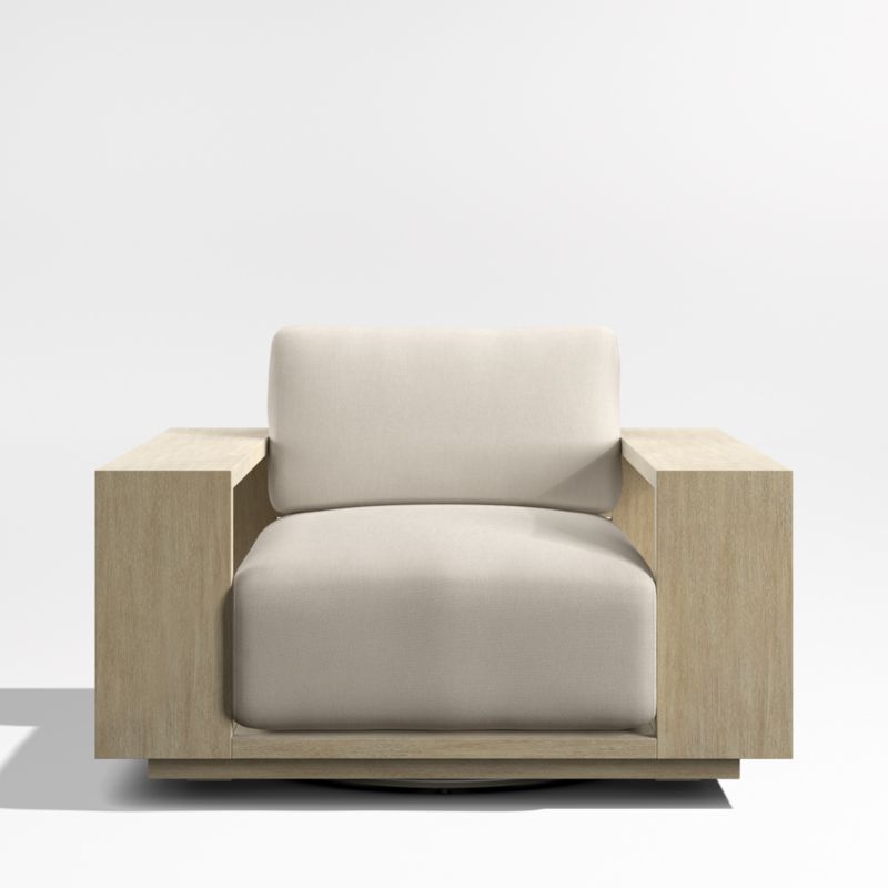 Mallorca Wood Outdoor Swivel Lounge Chair with Canvas Flax Sunbrella ® Cushions - image 7 of 11