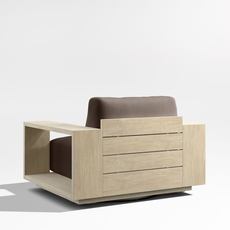 Mallorca Wood Outdoor Swivel Lounge Chair with Canvas Java Sunbrella ® Cushions - image 7 of 9