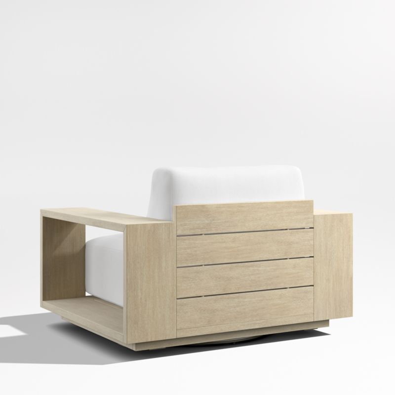 Mallorca Wood Outdoor Swivel Lounge Chair with Canvas White Sunbrella ® Cushions - image 9 of 11
