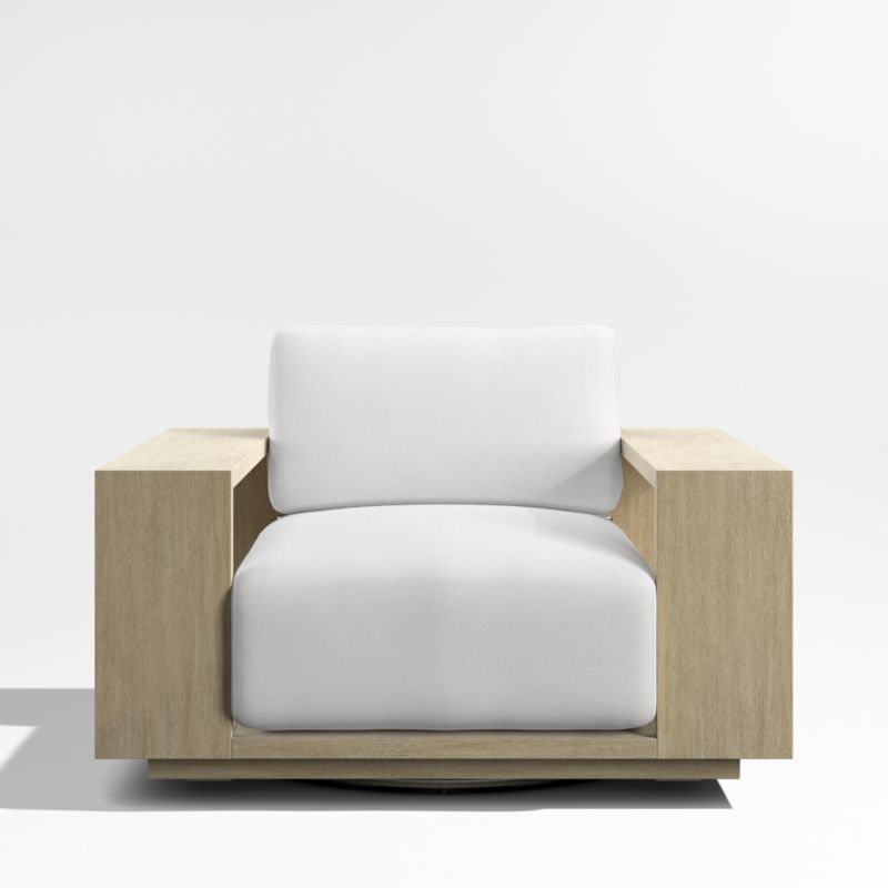 Mallorca Wood Outdoor Swivel Lounge Chair with Canvas White Sunbrella ® Cushions - image 7 of 11