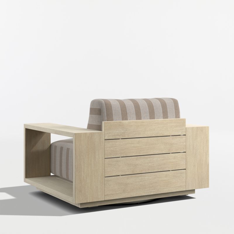 Mallorca Wood Outdoor Swivel Lounge Chair with Range Dune Stripe Sunbrella ® Cushions - image 10 of 11