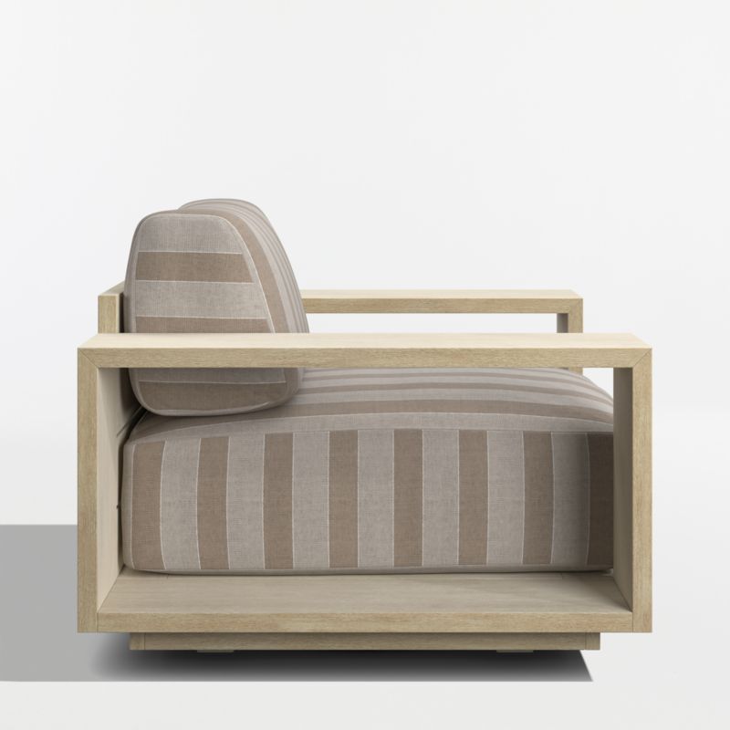 Mallorca Wood Outdoor Swivel Lounge Chair with Range Dune Stripe Sunbrella ® Cushions - image 9 of 11