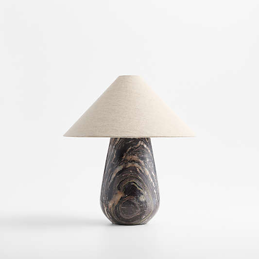 Millstone Breccia Marble Table Lamp with Fabric Shade 10.5"