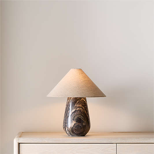 Millstone Breccia Marble Table Lamp with Fabric Shade 10.5"