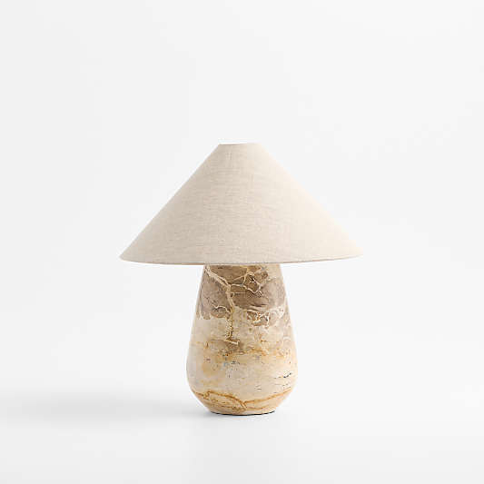 Millstone Fossil Beige Marble Table Lamp with Fabric Shade 10.5"
