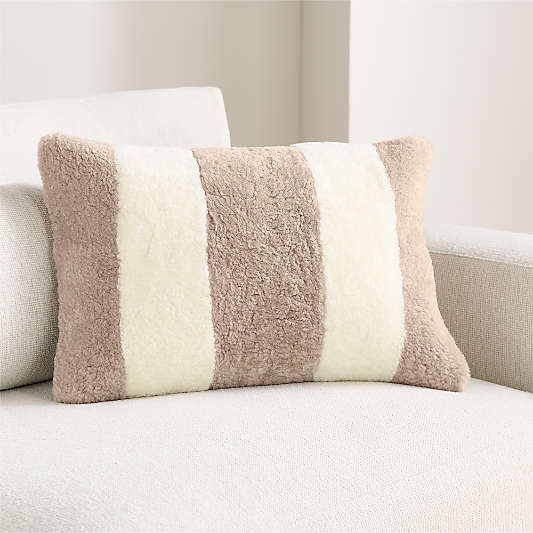 Malmo Shearling 22"x15" Clay Taupe and Ivory Throw Pillow Cover