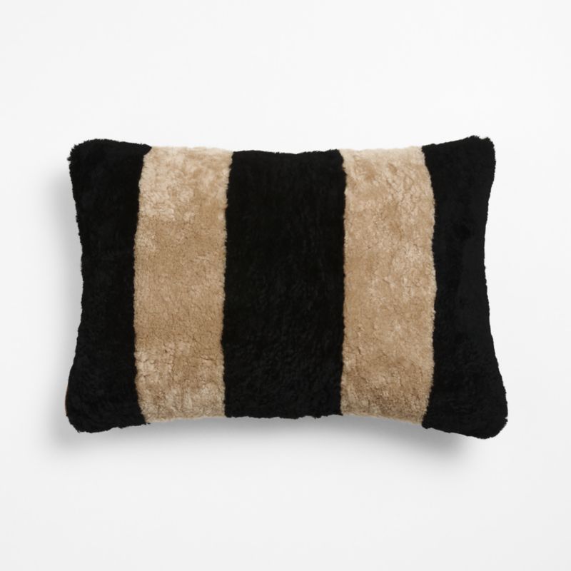 Malmo Shearling 22"x15" Camel Tan and Black Throw Pillow Cover - image 2 of 5