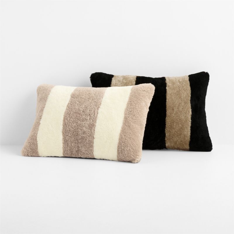Malmo Shearling 22"x15" Camel Tan and Black Throw Pillow Cover - image 4 of 5