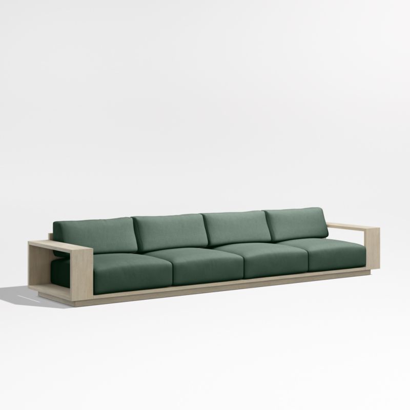 Mallorca 154" Wood 2-Piece Outdoor Sofa with Cast Ivy Sunbrella ® Cushions - image 5 of 9