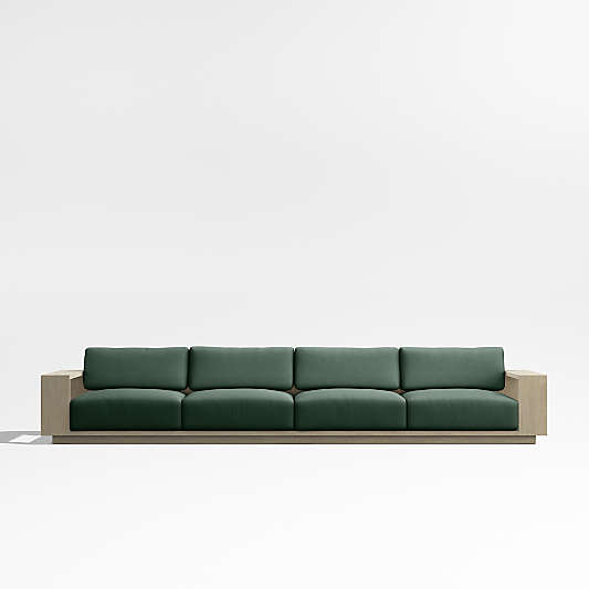 Mallorca 154" Wood Outdoor Sofa with Cast Ivy Sunbrella ® Cushions
