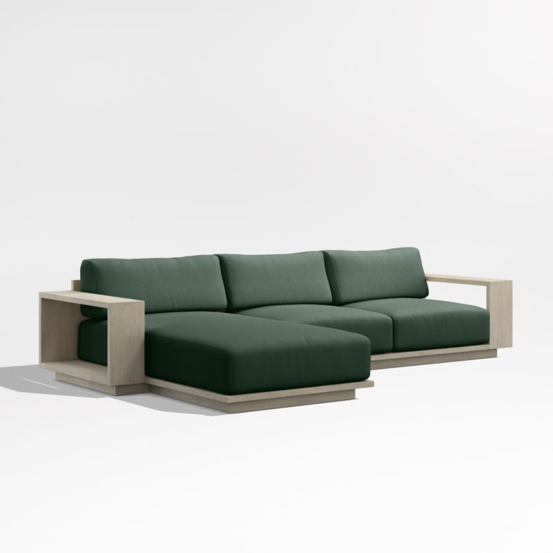 Mallorca Wood 2-Piece Left-Arm Chaise Outdoor Sectional Sofa with Cast Ivy Sunbrella ® Cushions - image 5 of 9