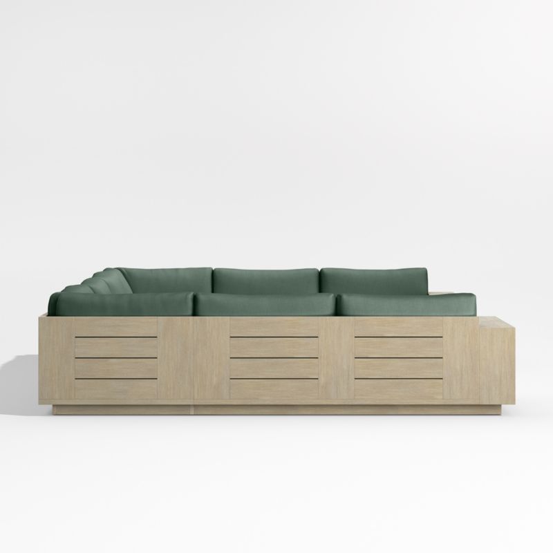 Mallorca Wood 5-Piece U-Shaped Outdoor Sectional Sofa with Cast Ivy Sunbrella ® Cushions - image 6 of 9