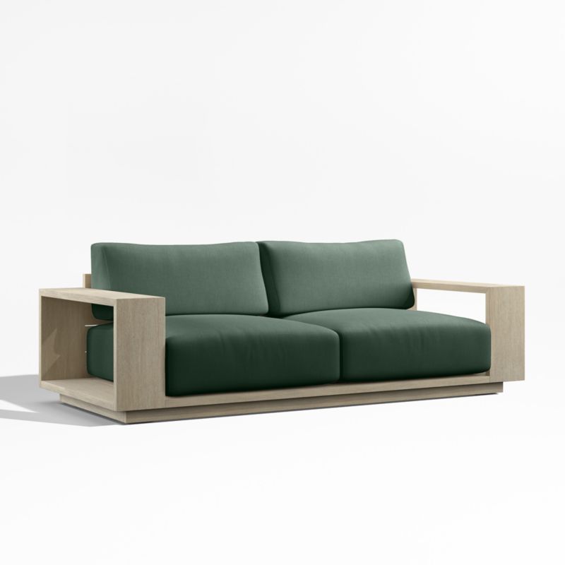 Mallorca 85" Wood Outdoor Sofa with Cast Ivy Sunbrella ® Cushions - image 5 of 9