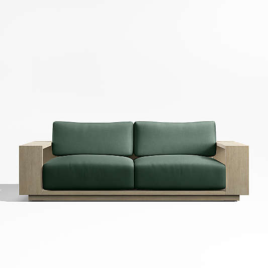 Mallorca 85" Wood Outdoor Sofa with Cast Ivy Sunbrella ® Cushions