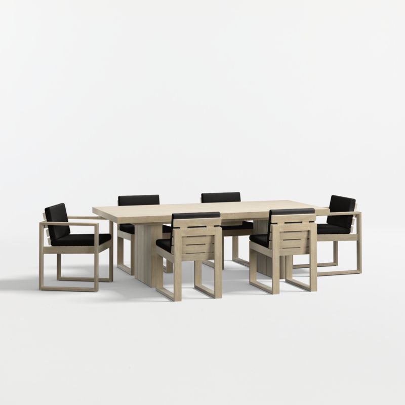 Viewing product image Mallorca 92"-114" Solid Wood Outdoor Extension Dining Table Arm and Dining Chair Set with Canvas Black Sunbrella ® Cushions - image 1 of 11