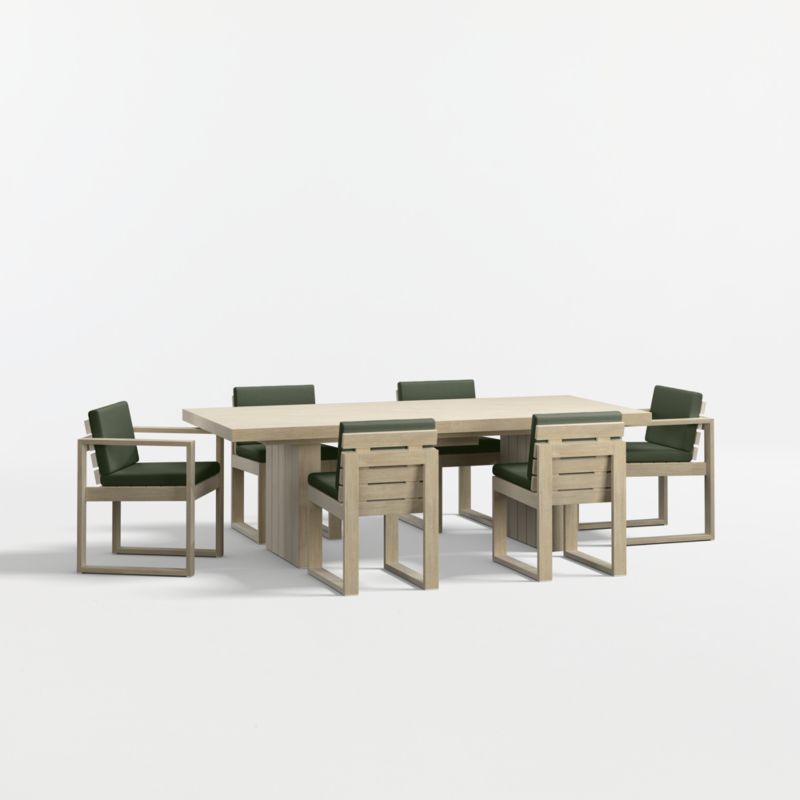 Viewing product image Mallorca 92"-114" Solid Wood Outdoor Extension Dining Table Arm and Dining Chair Set with Cast Sage Sunbrella ® Cushions - image 1 of 11