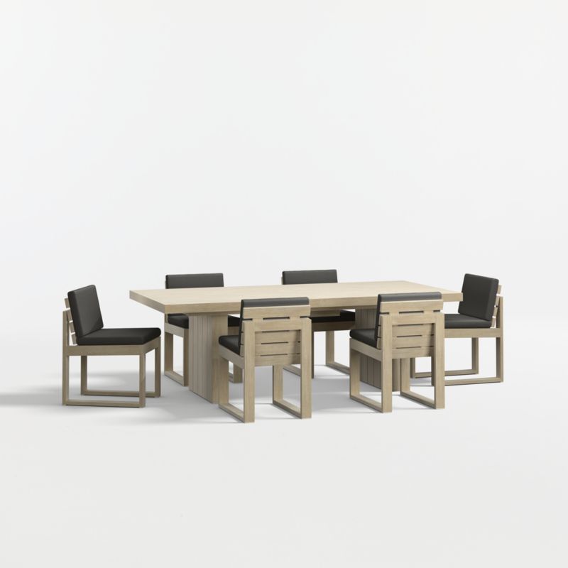 Viewing product image Mallorca 92"-114" Solid Wood Outdoor Extension Dining Table and Chair Set with Cast Charcoal Sunbrella ® Cushions - image 1 of 13