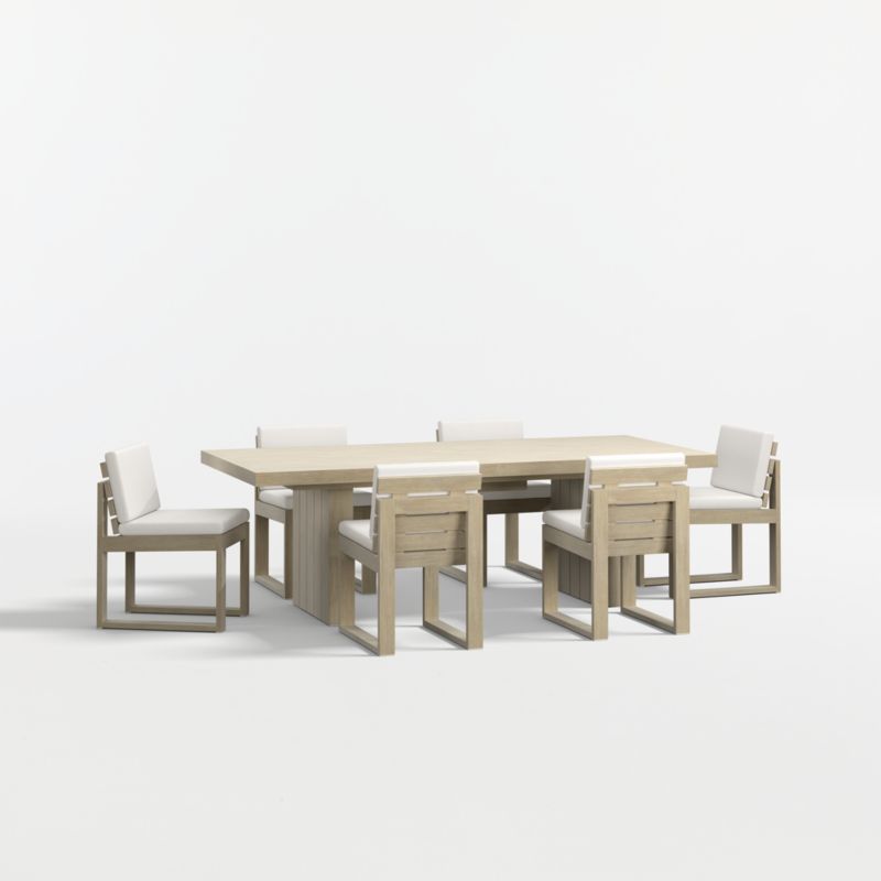 Viewing product image Mallorca 92"-114" Solid Wood Outdoor Extension Dining Table and Chair Set with Canvas Canvas Sunbrella ® Cushions - image 1 of 12