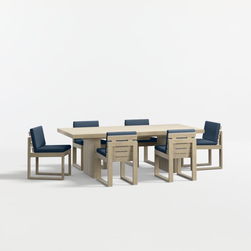 Viewing product image Mallorca 92"-114" Solid Wood Outdoor Extension Dining Table and Chair Set with Cast Harbor Sunbrella ® Cushions - image 1 of 12