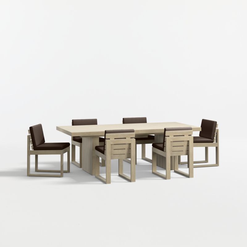 Viewing product image Mallorca 92"-114" Solid Wood Outdoor Extension Dining Table and Chair Set with Canvas Java Sunbrella ® Cushions - image 1 of 12