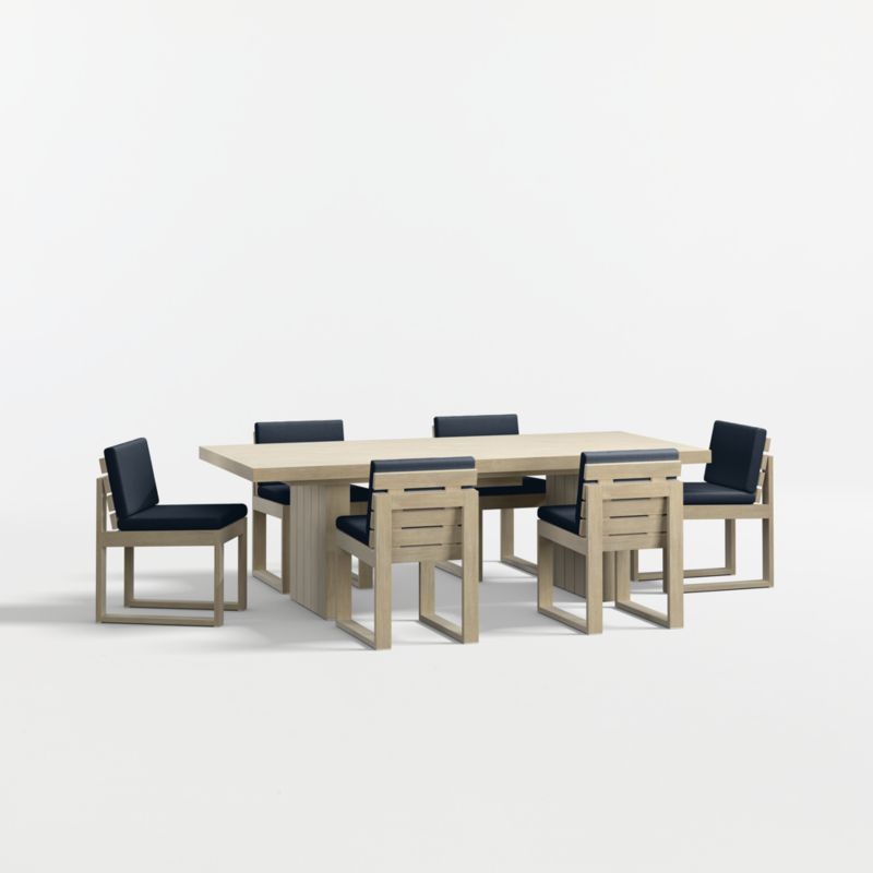 Viewing product image Mallorca 92"-114" Solid Wood Outdoor Extension Dining Table and Chair Set with Canvas Navy Sunbrella ® Cushions - image 1 of 12