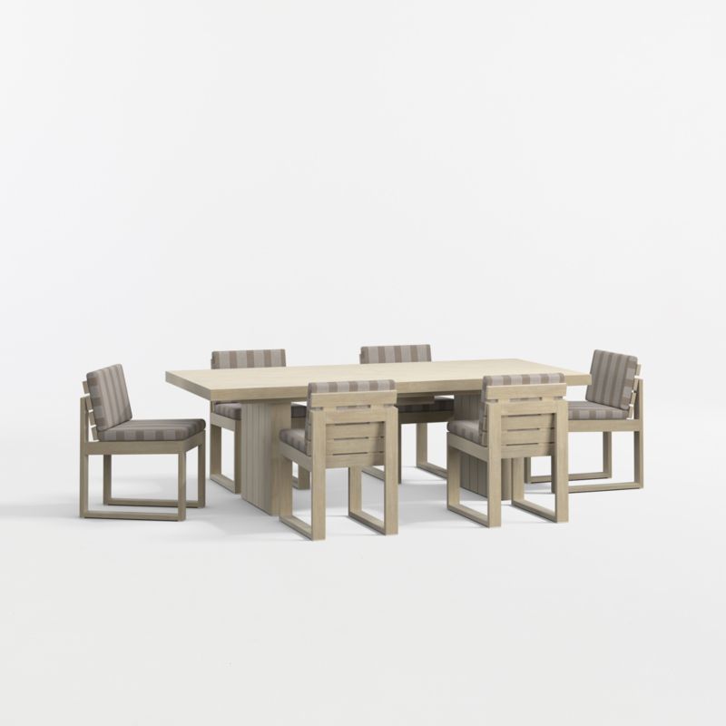 Viewing product image Mallorca 92"-114" Solid Wood Outdoor Extension Dining Table and Chair Set with Range Dune Stripe Sunbrella ® Cushions - image 1 of 12
