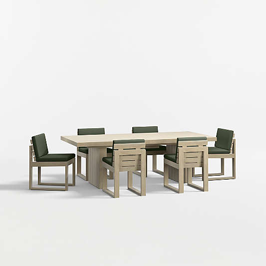 Mallorca 92"-114" Solid Wood Outdoor Extension Dining Table and Chair Set with Cast Sage Sunbrella ® Cushions