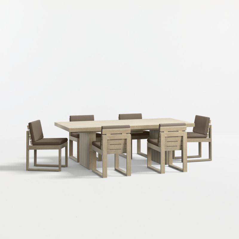 Viewing product image Mallorca 92"-114" Solid Wood Outdoor Extension Dining Table and Chair Set with Cast Shale Sunbrella ® Cushions - image 1 of 12