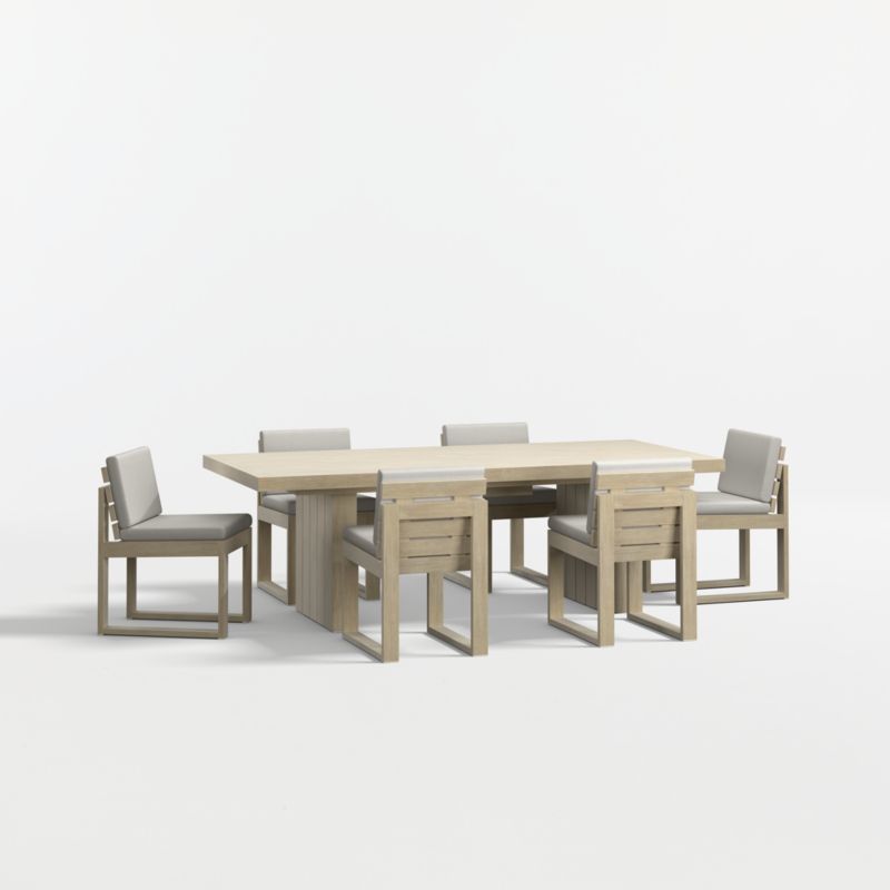 Viewing product image Mallorca 92"-114" Solid Wood Outdoor Extension Dining Table and Chair Set with Cast Silver Sunbrella ® Cushions - image 1 of 12