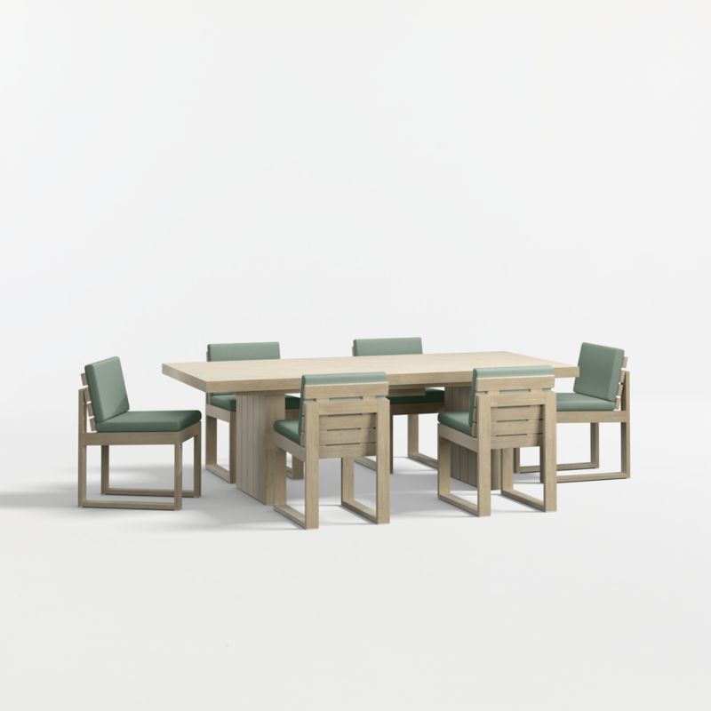 Viewing product image Mallorca 92"-114" Solid Wood Outdoor Extension Dining Table and Chair Set with Canvas Spa Sunbrella ® Cushions - image 1 of 12