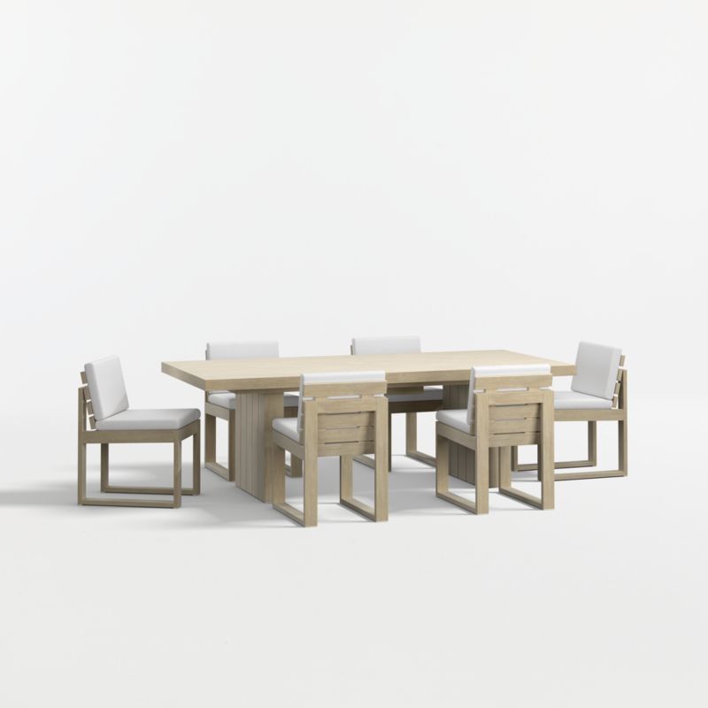 Viewing product image Mallorca 92"-114" Solid Wood Outdoor Extension Dining Table and Chair Set with Canvas White Sunbrella ® Cushions - image 1 of 12