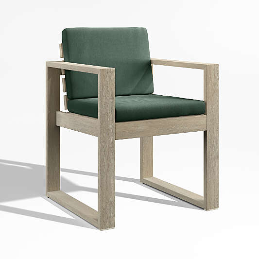 Mallorca Wood Outdoor Dining Armchair with Cast Ivy Sunbrella ® Cushions