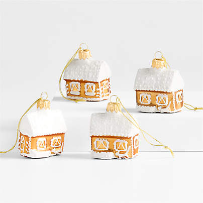 Mini Gingerbread House Christmas Tree Ornament, Set of 4