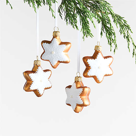 Mini Gingerbread Star Christmas Tree Ornament, Set of 4