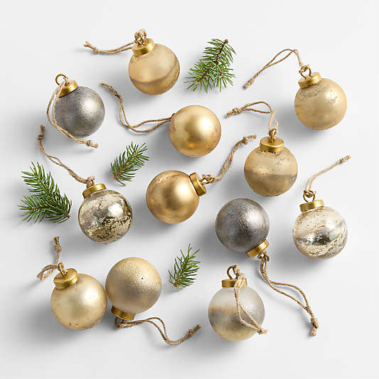 Mini Metallic Textured Christmas Tree Ornaments, Set of 12
