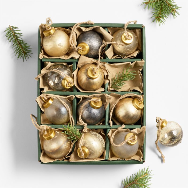 Mini Metallic Textured Christmas Tree Ornaments, Set of 12 - image 1 of 2